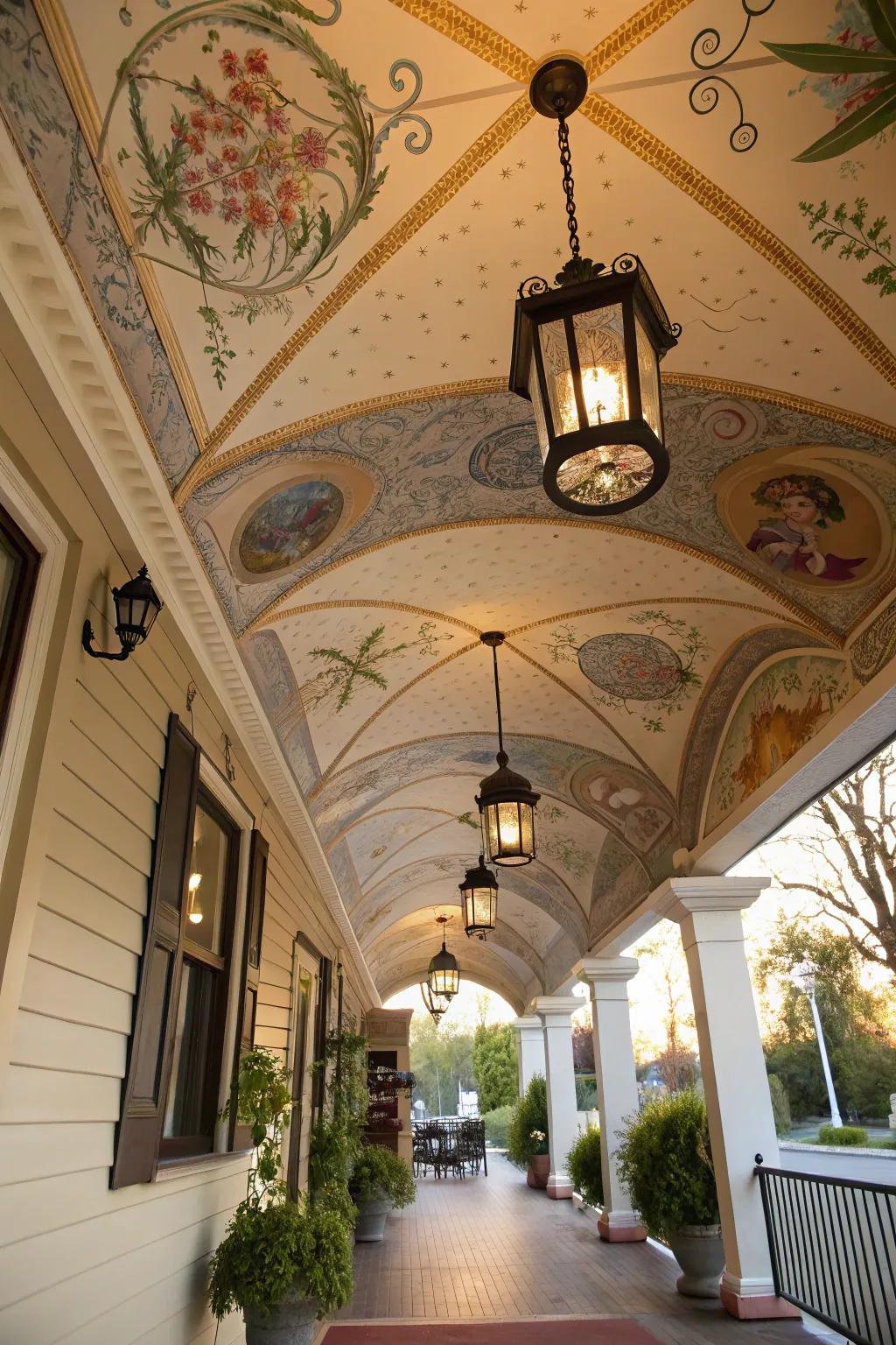 Transmute your porch through an overhead mural.
