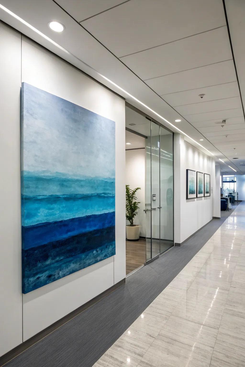 Art in a single tone delivers streamlined sophistication.