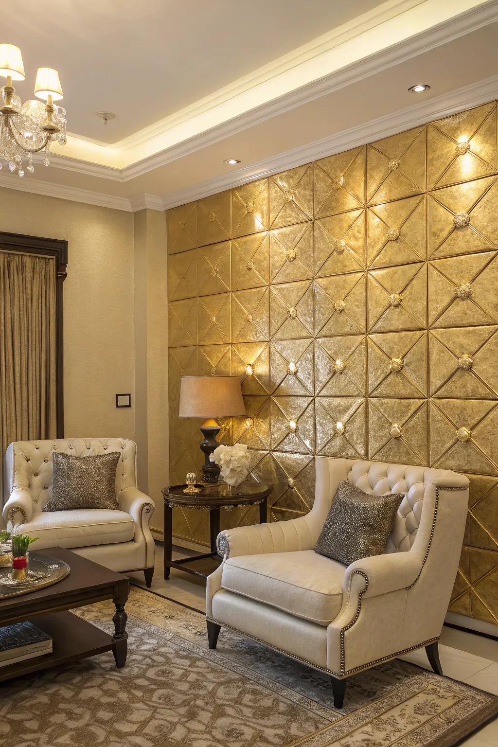 Metallic touches add a luxurious feel to your living room.