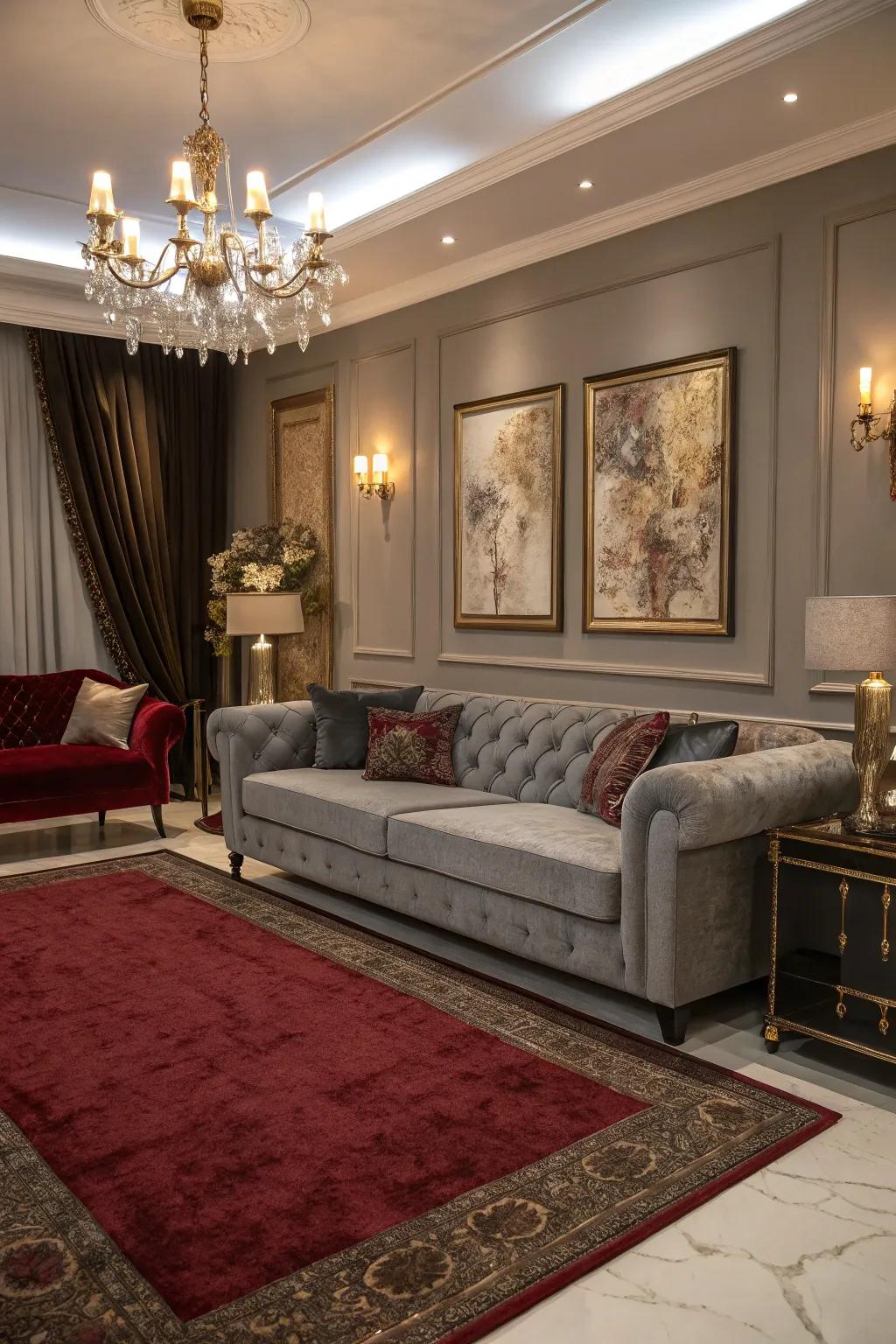 Crimson carpets introduce romance and opulence to your living space.