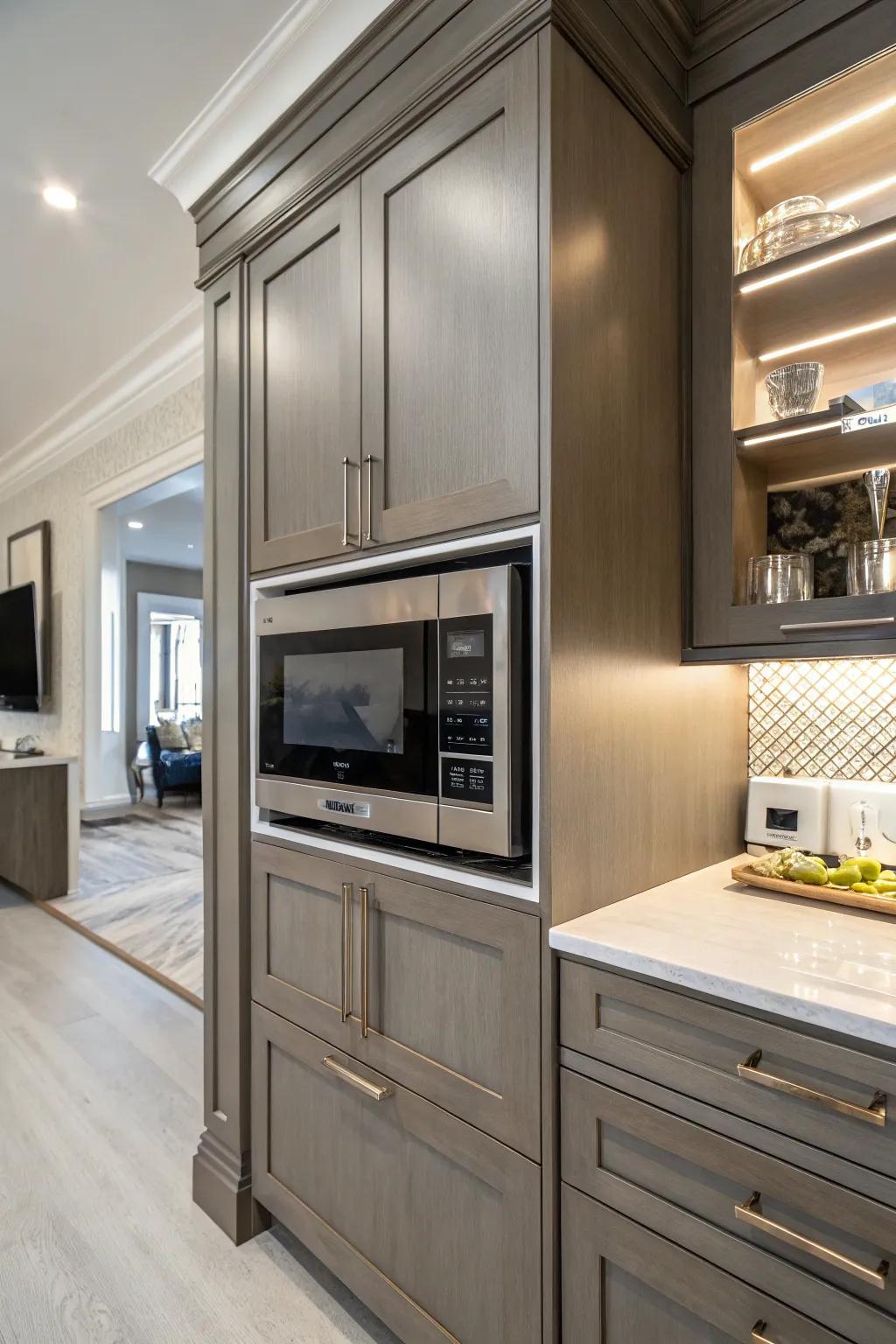 A custom niche for your wave cooker adds a personalized touch to your kitchen.