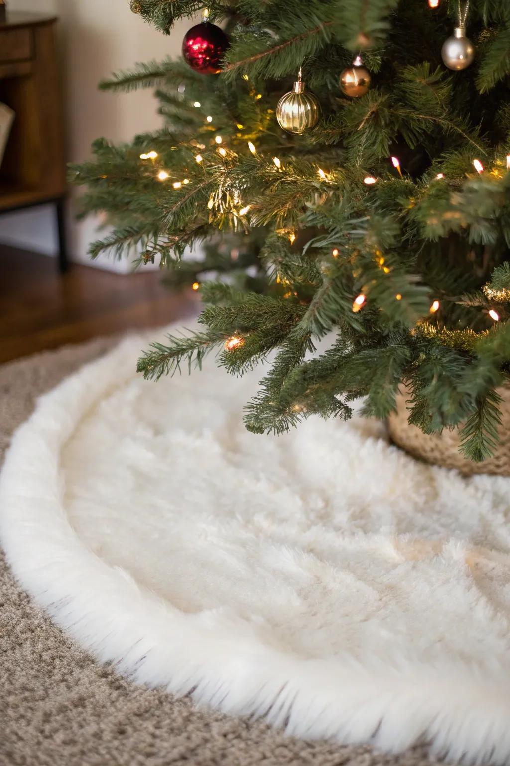 An icy tree collar infuses a luxurious nuance into your Christmas tree.