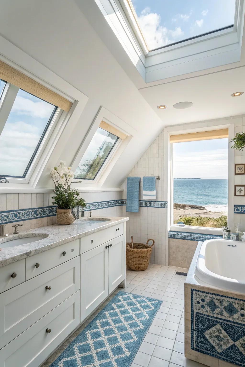 Skylights transform the room into a bright sanctuary.