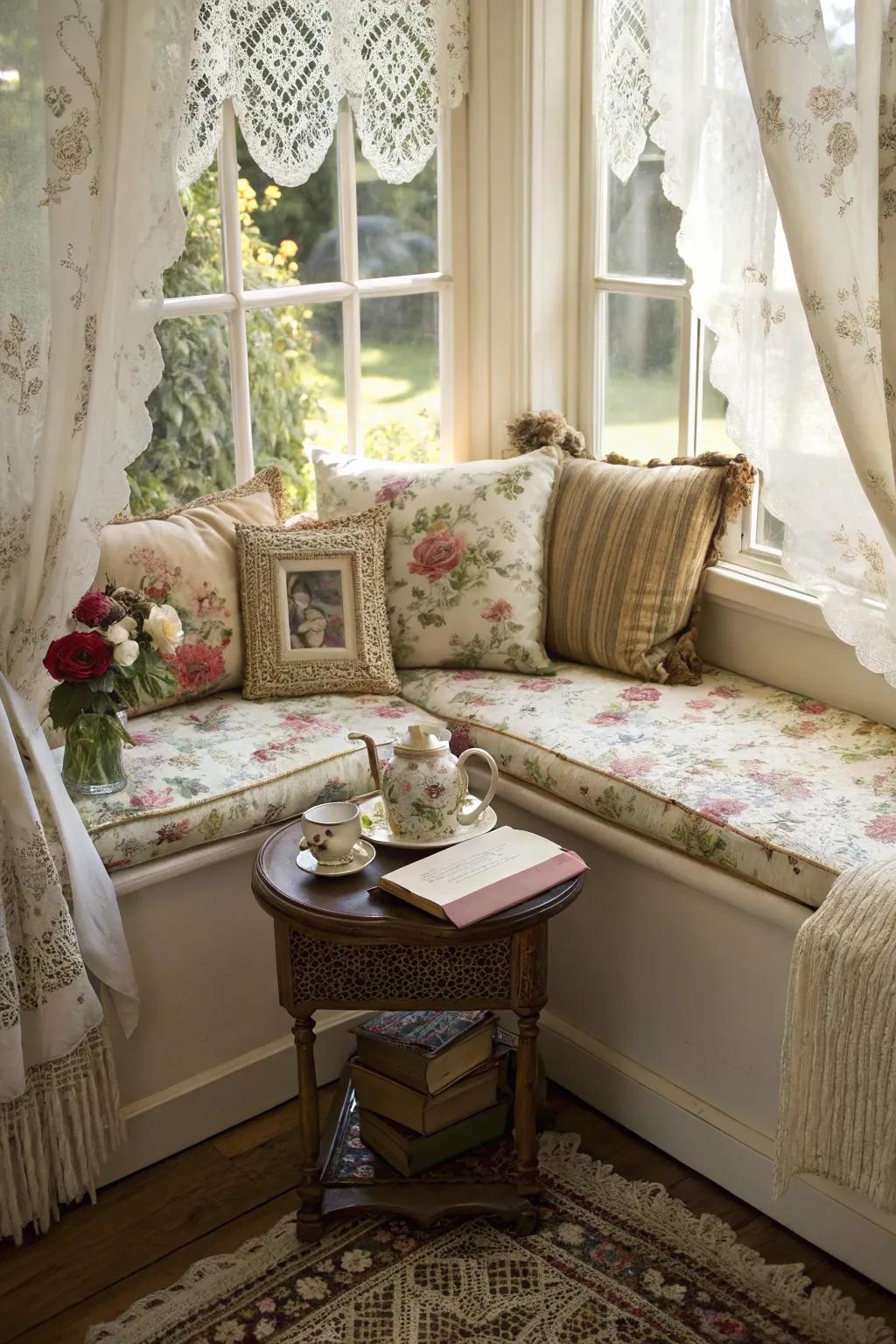 Vintage pieces bring classic charm to your window nook.