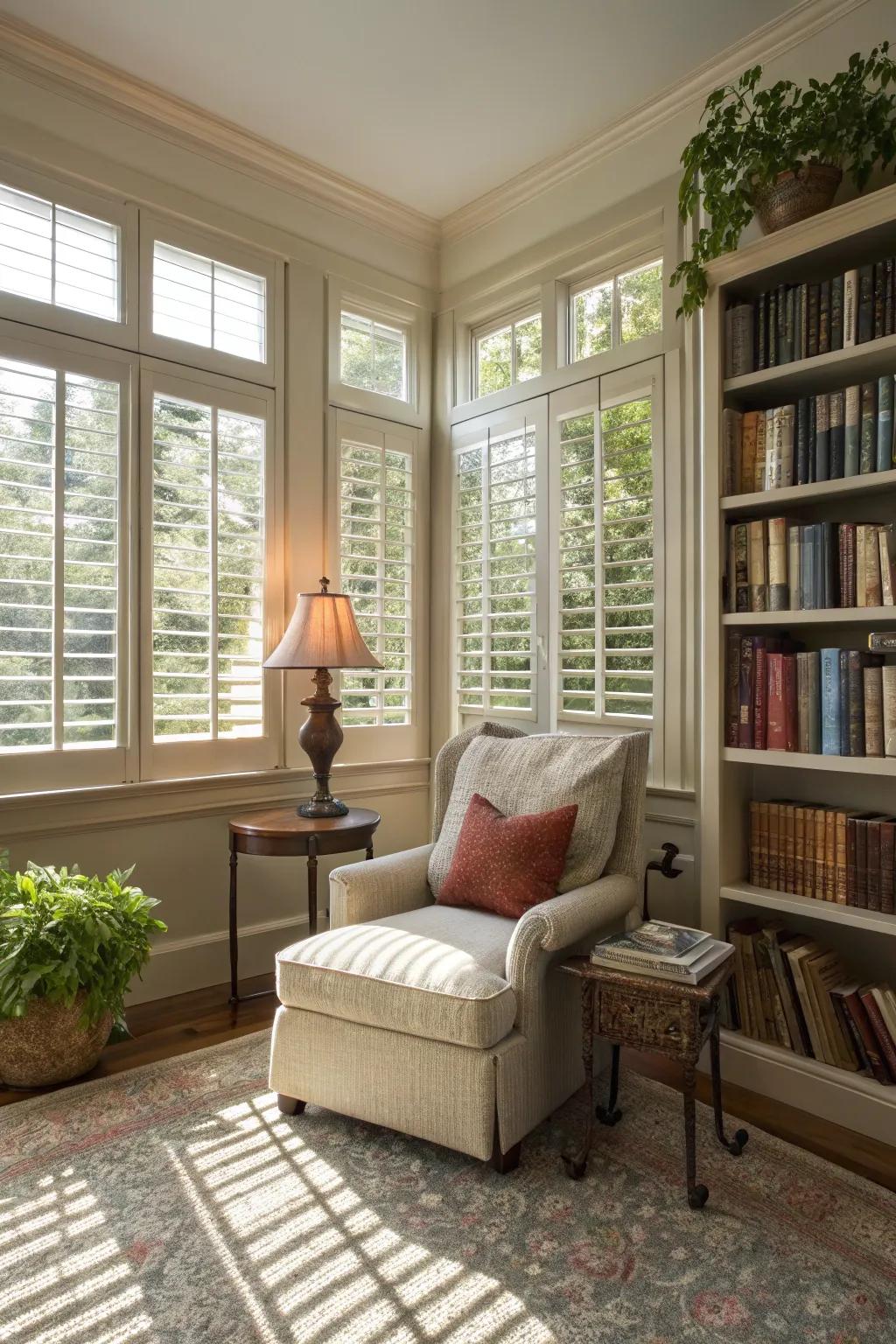 Hinged panels create a cozy and classic atmosphere.
