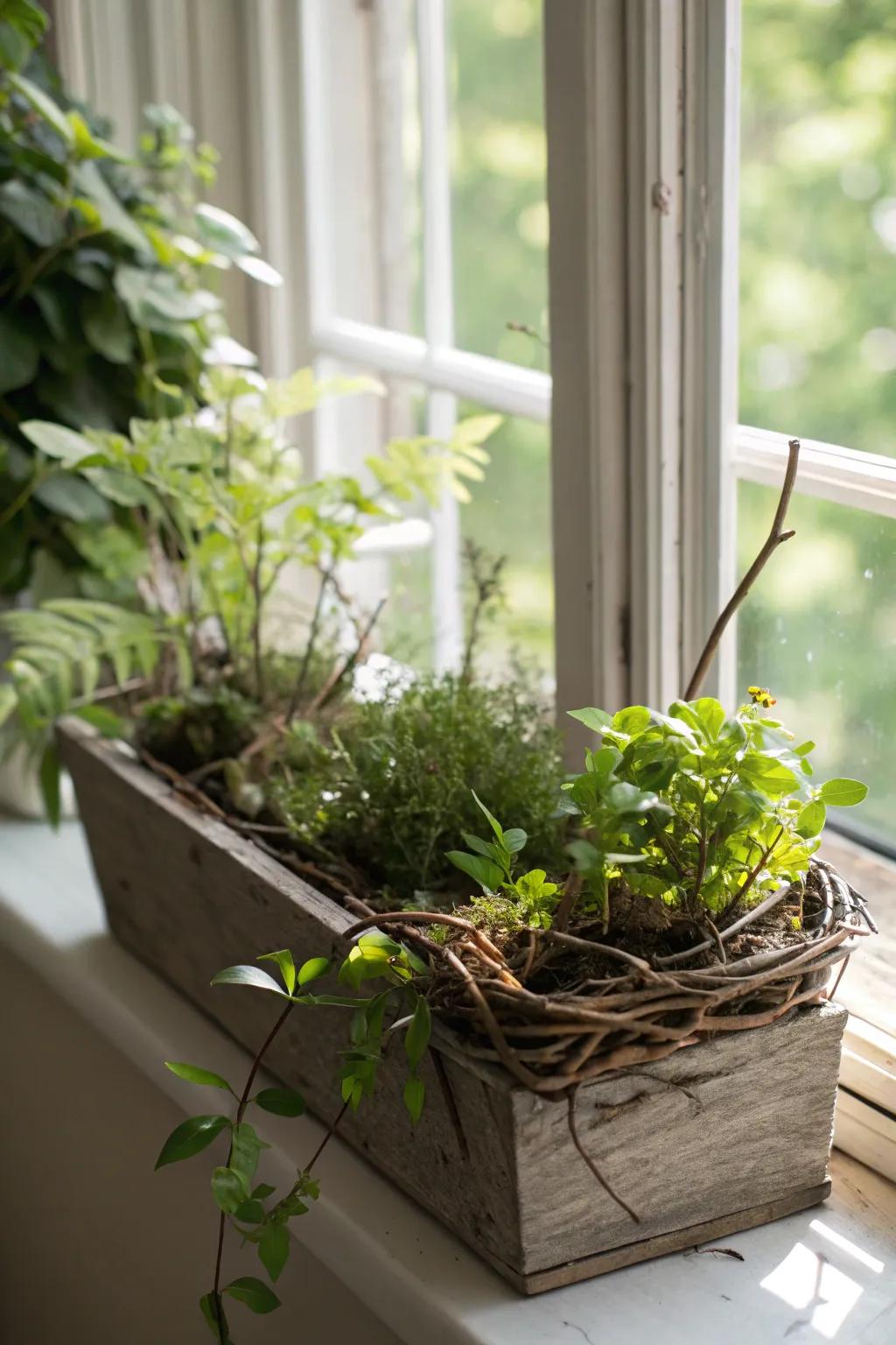 Natural accents bring height and structure to your display.