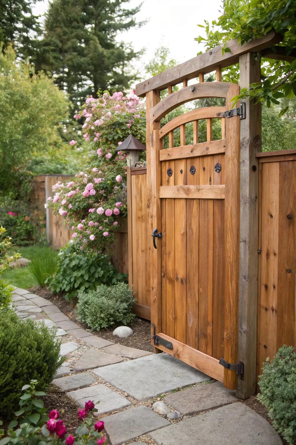 Cedar wood gates offer beauty and longevity.