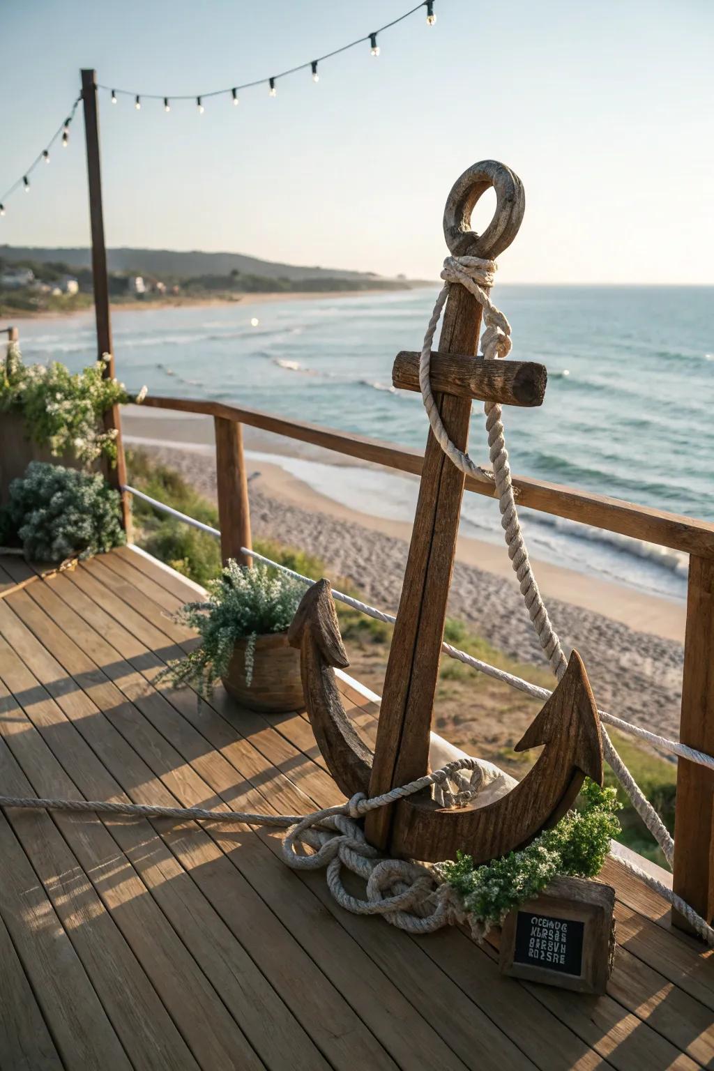 Timber buoy with nautical rope details