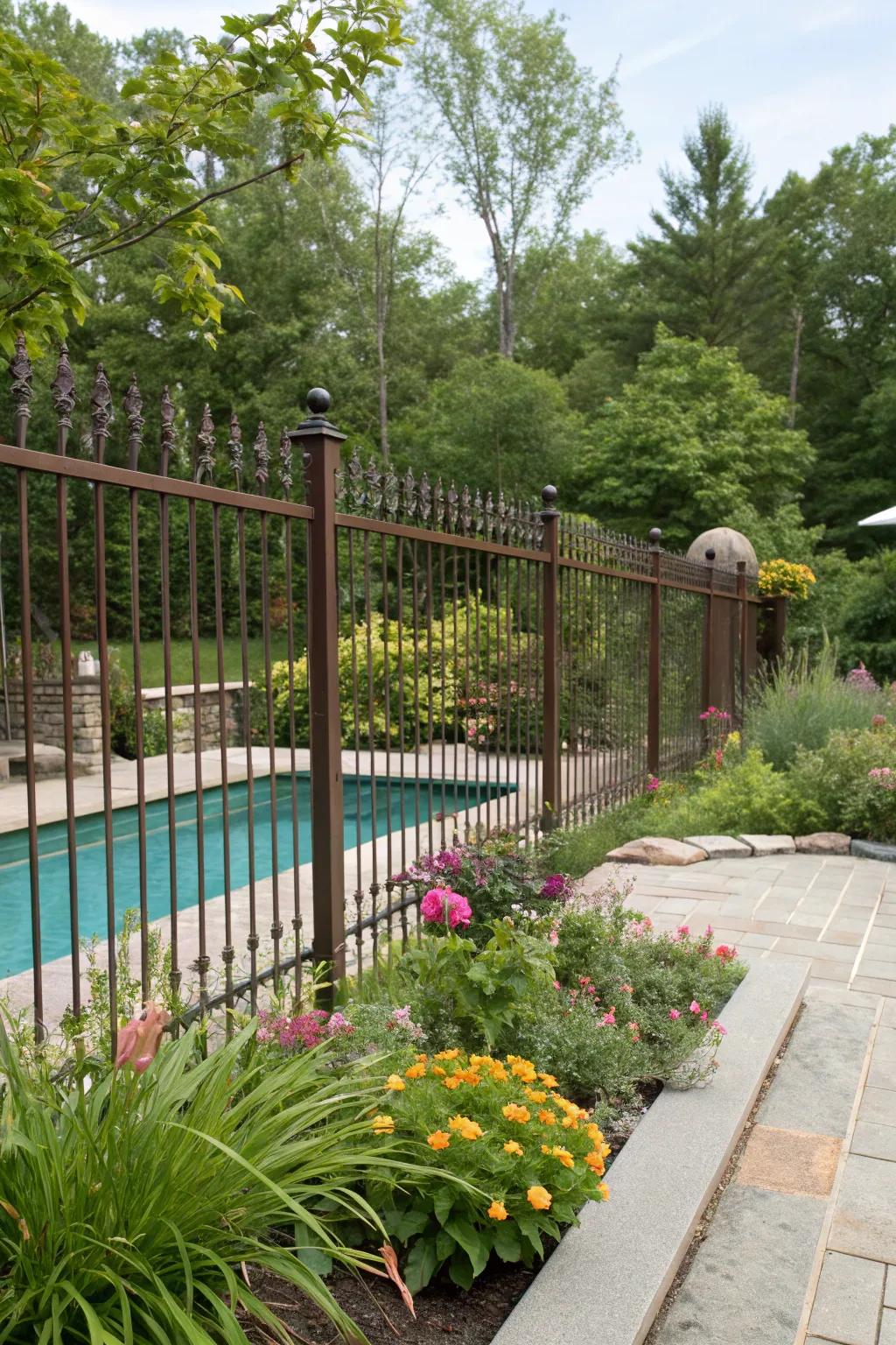 Eco-friendly coatings maintain this fashioned iron barricade sustainable and chic.