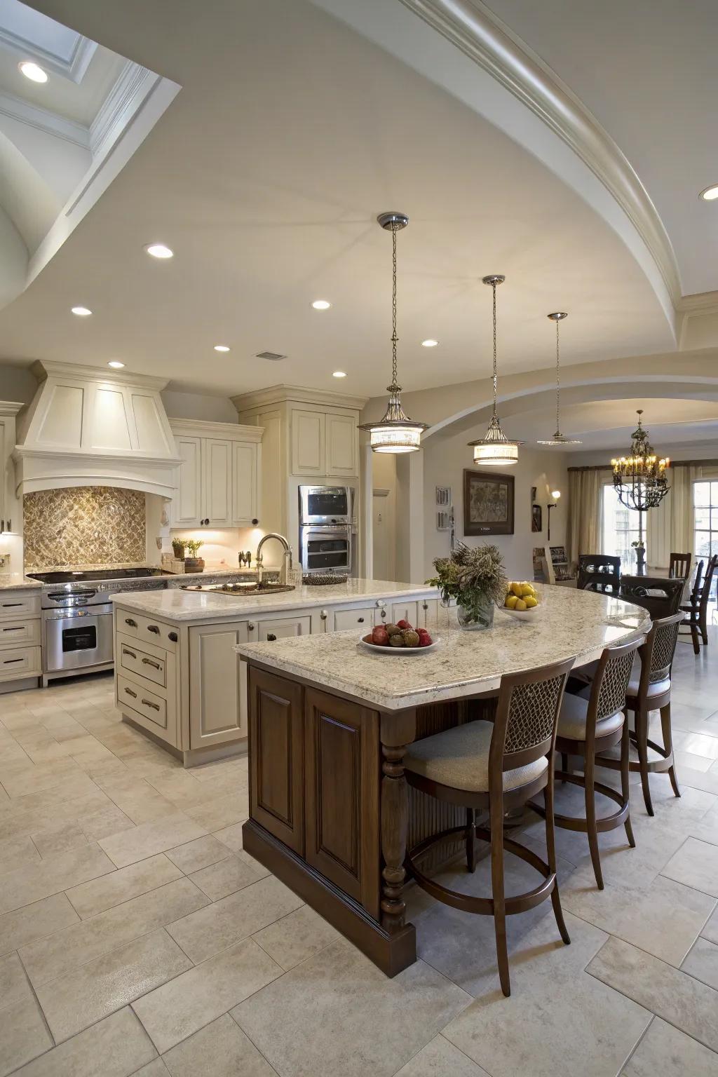Smooth flow with dining creates a fluid connection in the home.