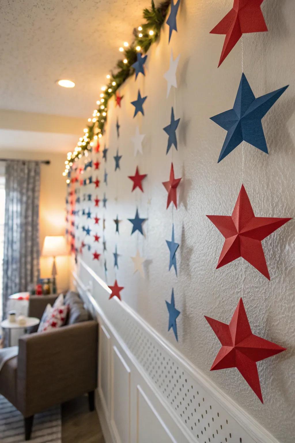 A DIY star garland adds a festive touch to any space.