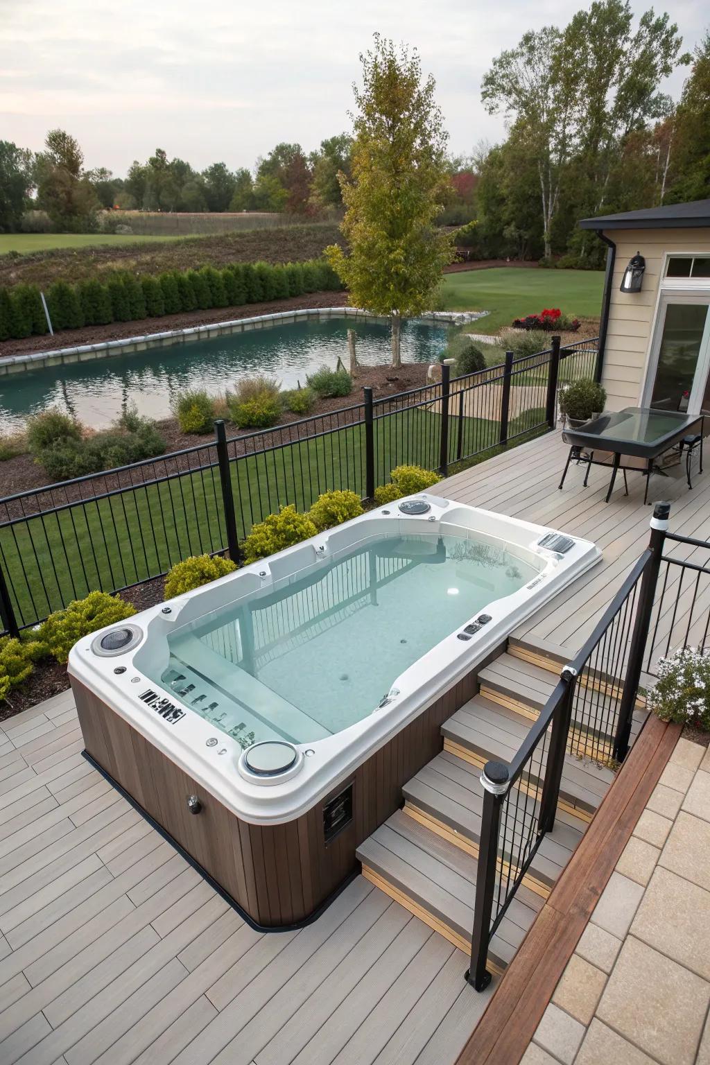 Odd forms add a modern spin to your swim spa area.