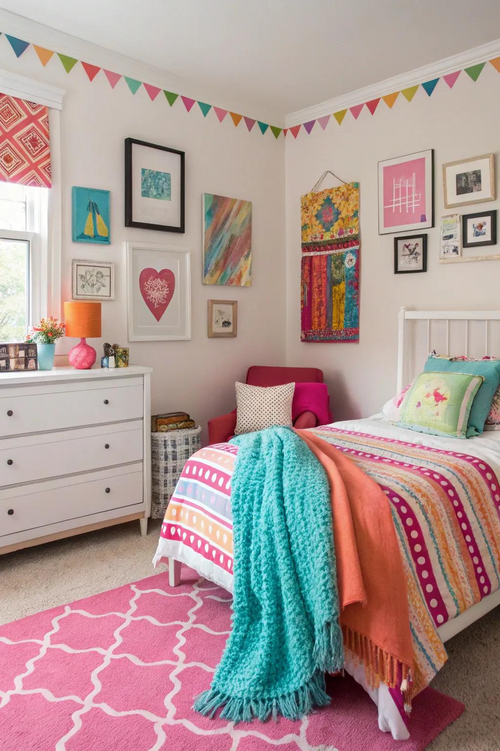 Bold shades adding energy and vibrancy to the room.