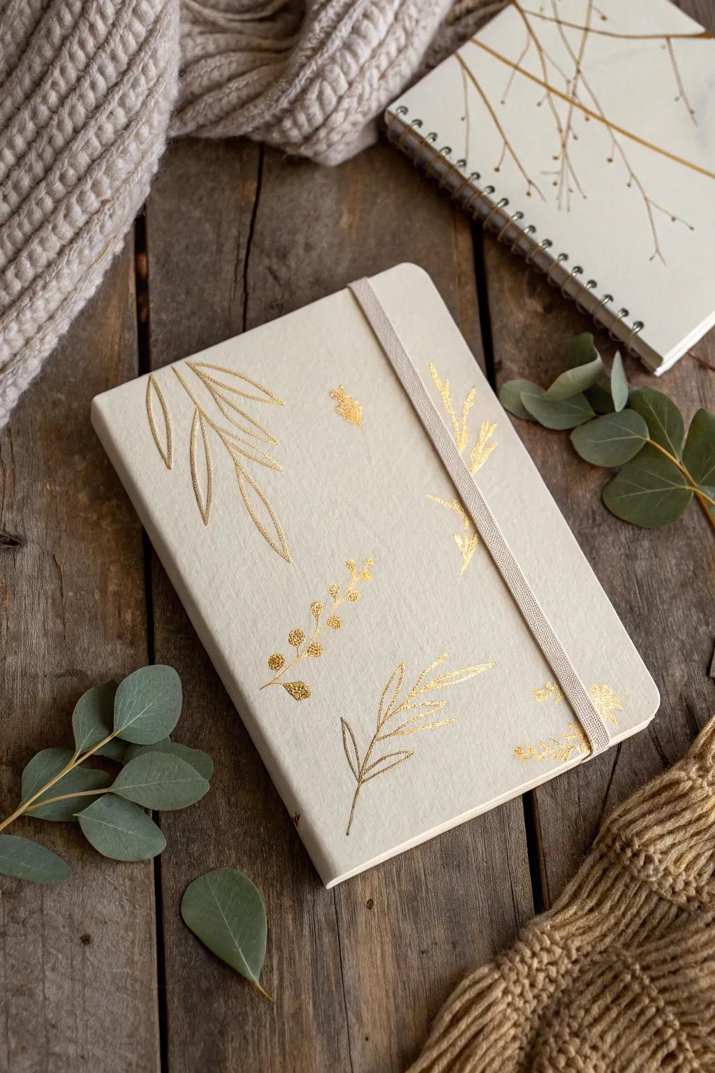 Elevate your stationery selection with a touch of gilded leaf pageantry. Luxurious simplicity aligns with natural beauty.
