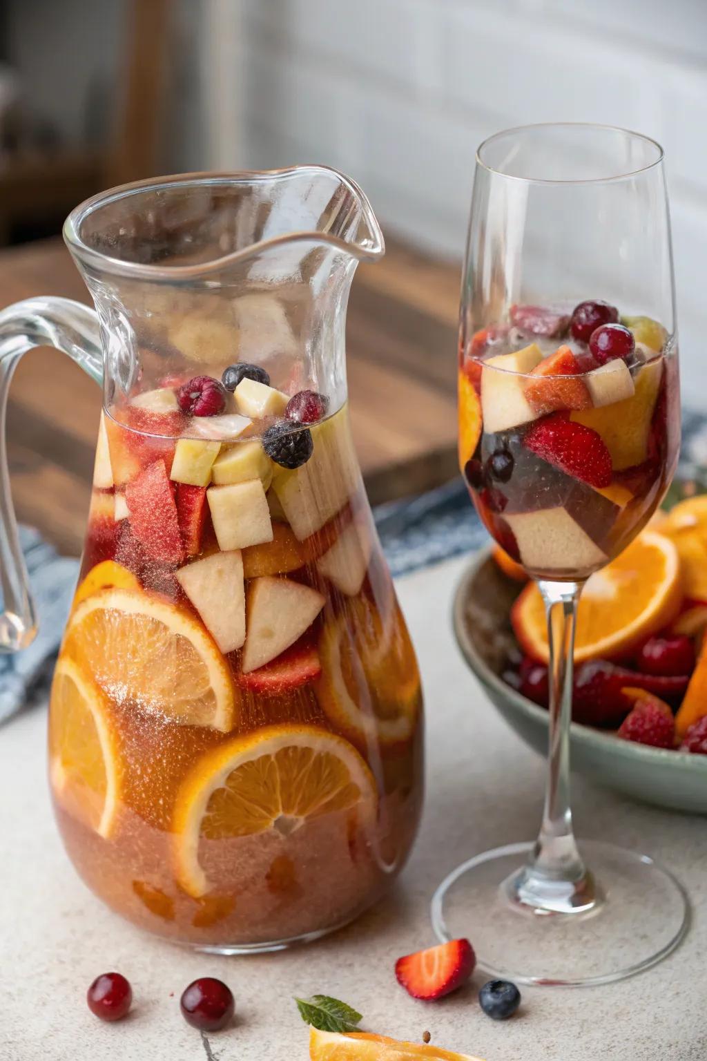Apple cider wine mix combines grape drink and cider for a sophisticated beverage.