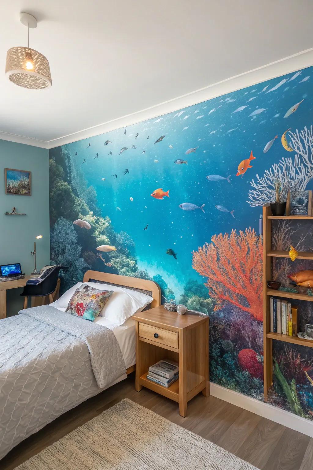 A wall mural makes a bold and creative declaration.