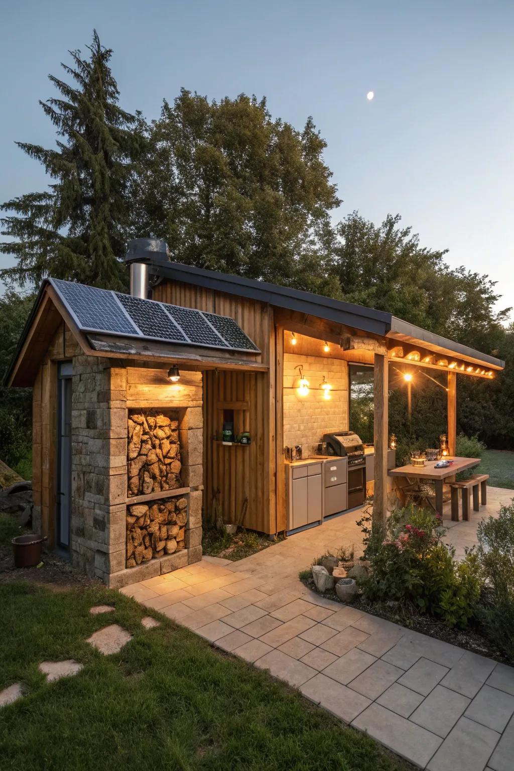 Stylish sustainability with an environment-friendly BBQ shed.