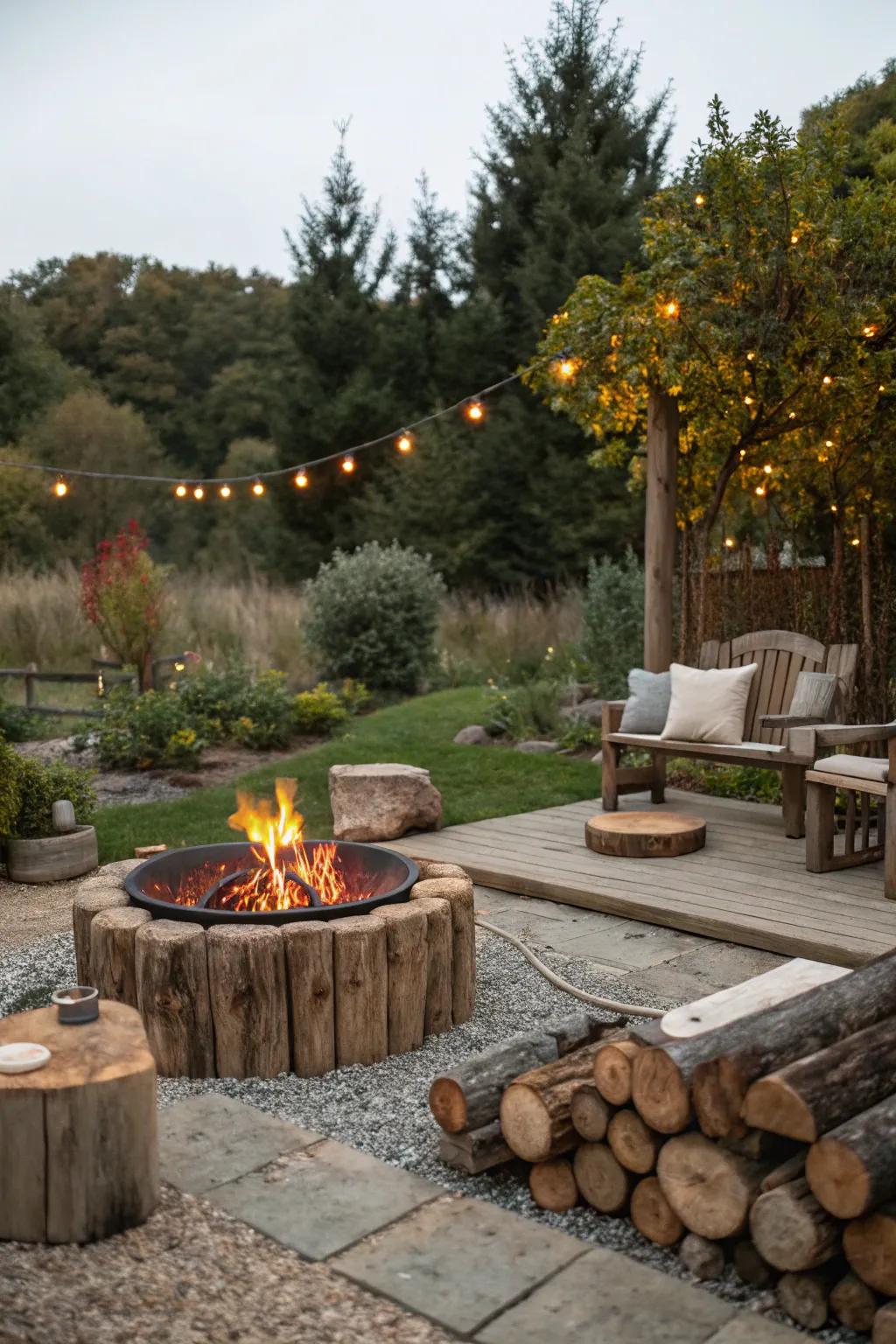 A natural and sustainable touch is added by country wood accents.