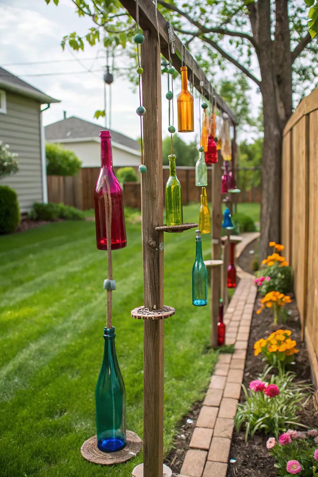 Add a touch of fun with bright bottle tree beams.