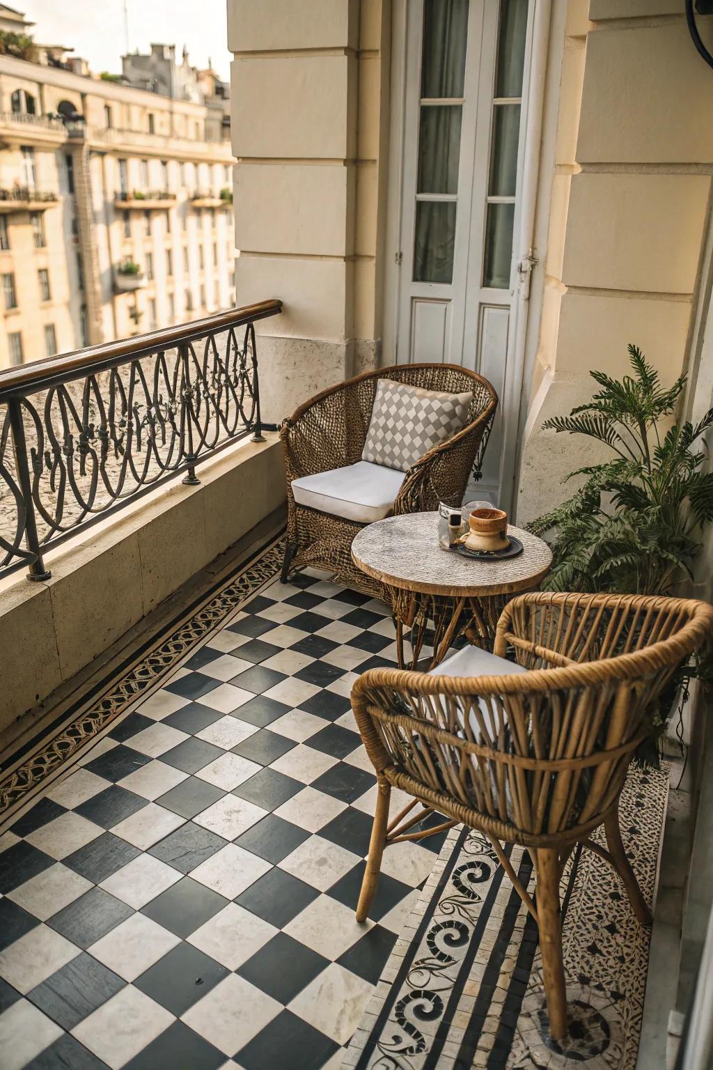 Checkered floors add a bold, playful pattern, perfect for a stylish statement.