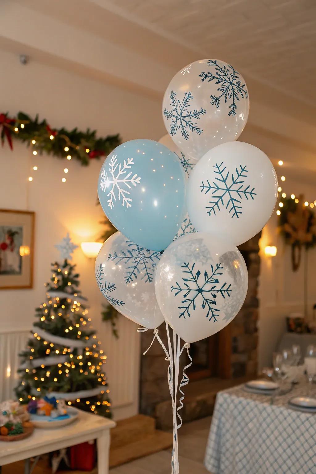 A winter-themed balloon bouquet that captures the charm of the holiday season.