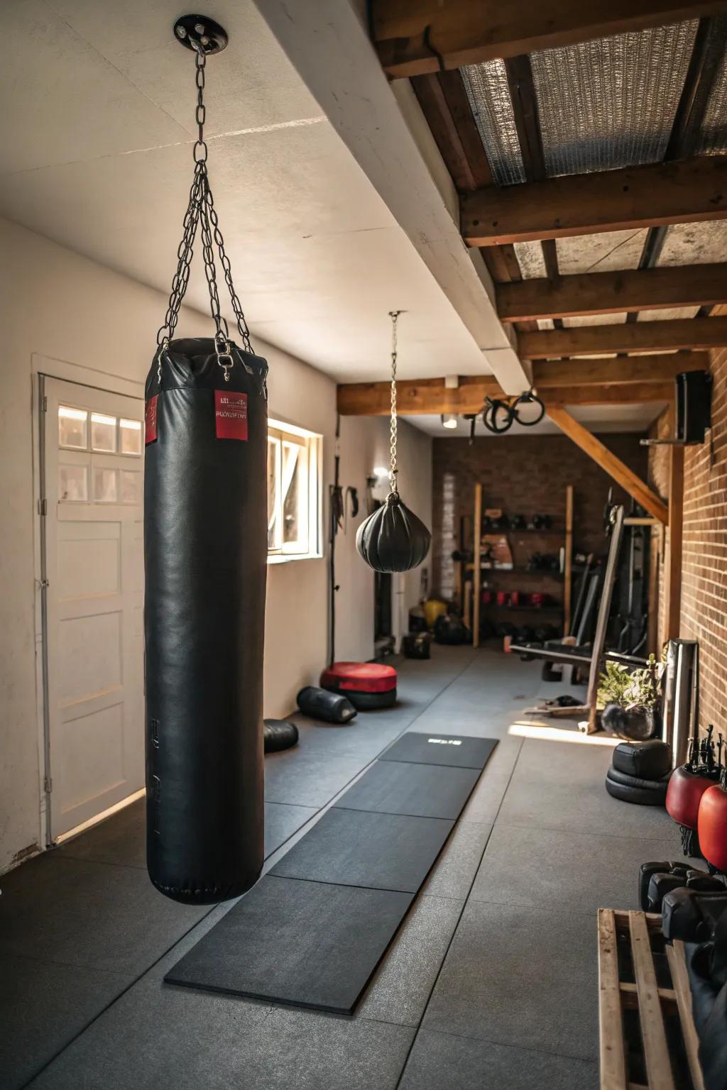 A punching bag is perfect for high-energy cardio.