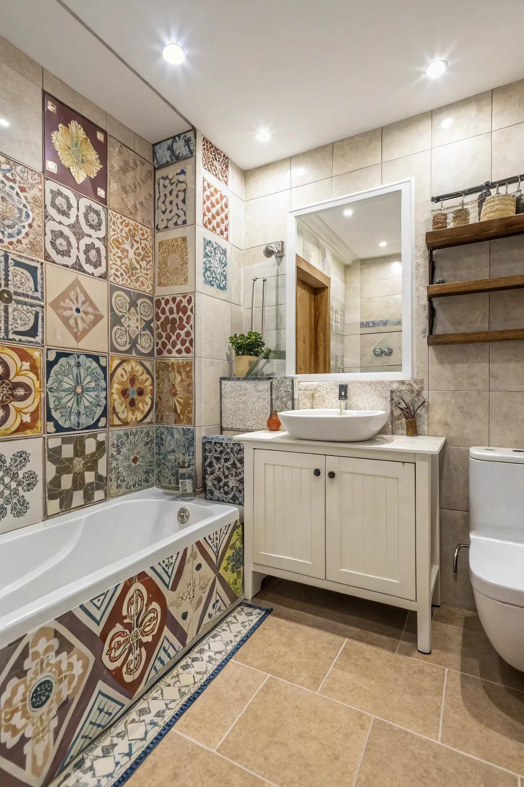 Mixing trim styles yields unique and personalized bathroom designs.