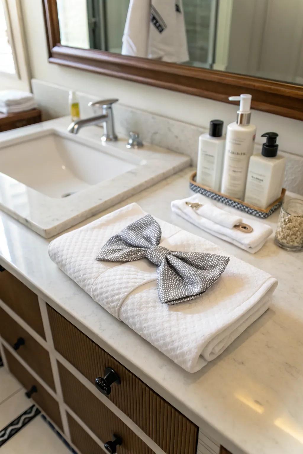 Add sophistication with a decorative bow tie.