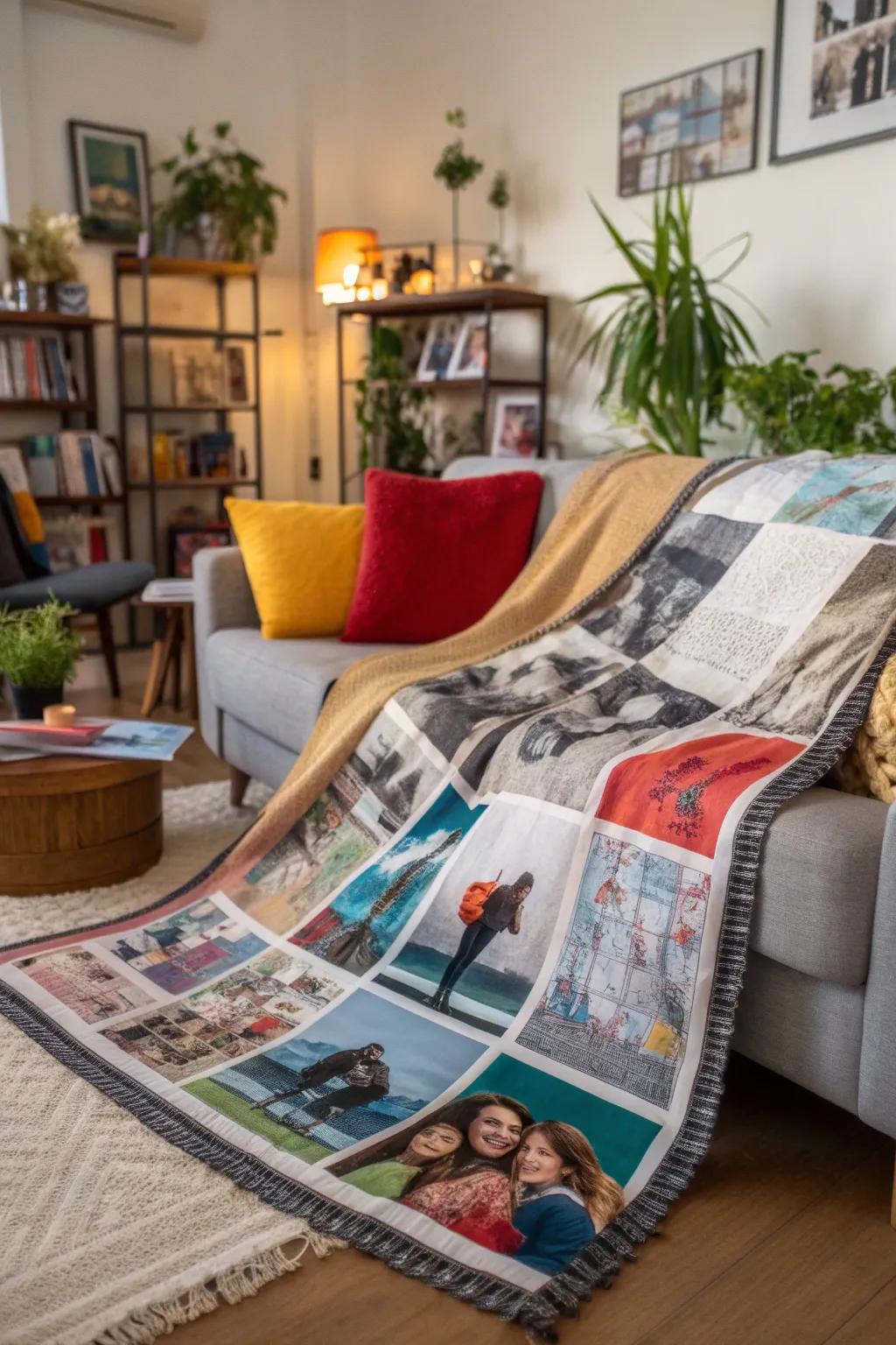 A mixed media masterpiece blanket that reflects a creative spirit.