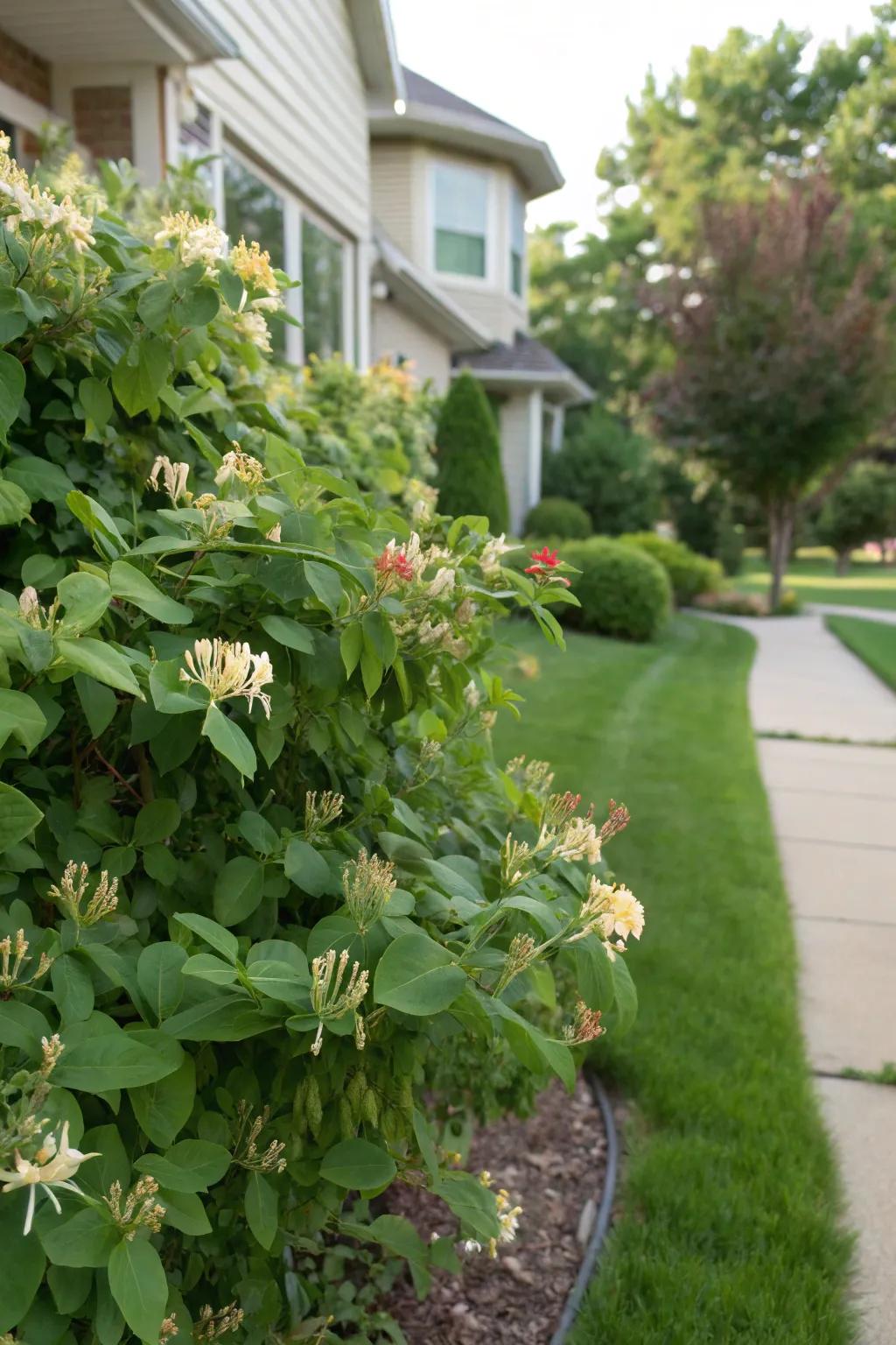 Sweet-leaf honeysuckle introduces fragrance and charm.