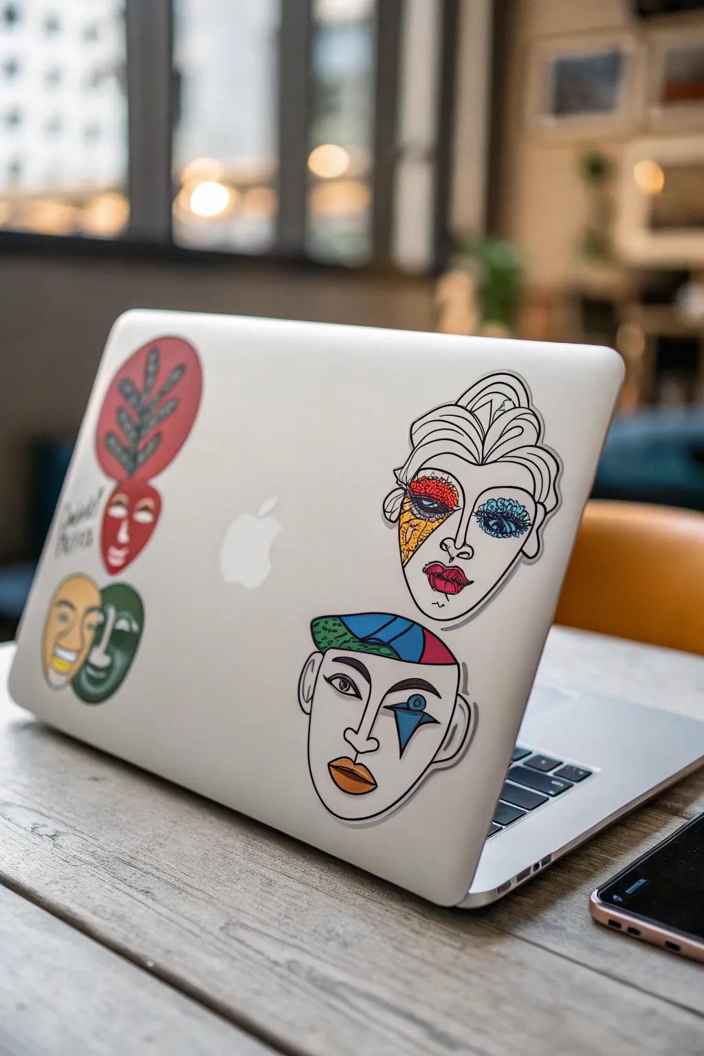 Aesthetic countenance transfers converting a laptop into a statement of style.
