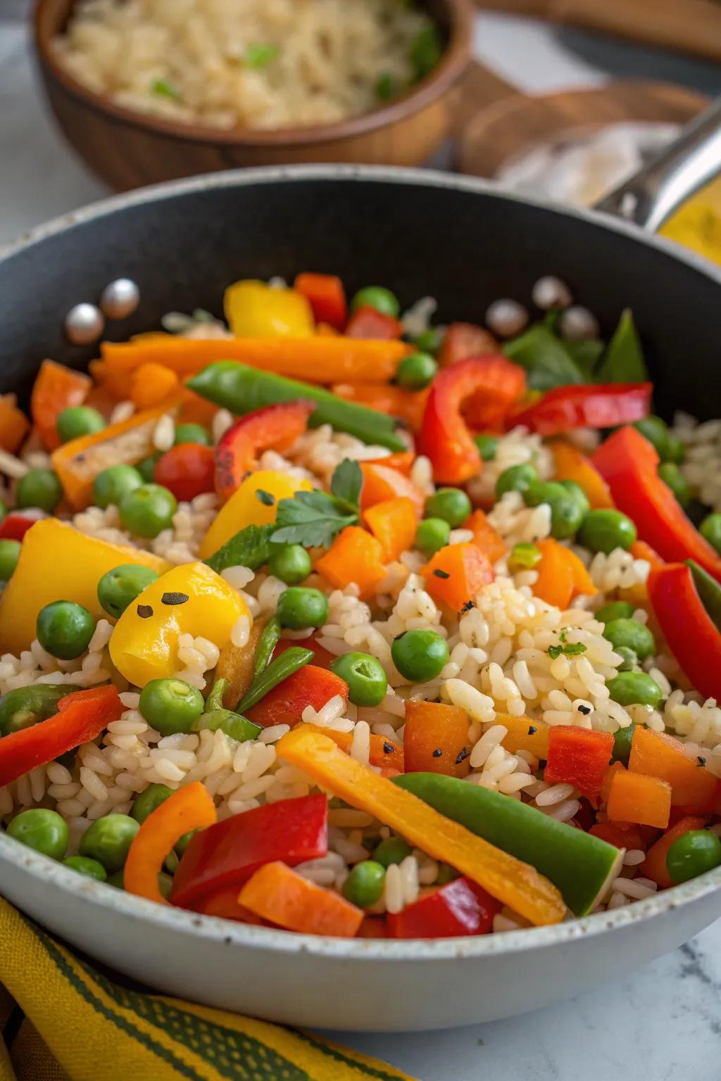 Have a nutritious start with a grain and veggie scramble.