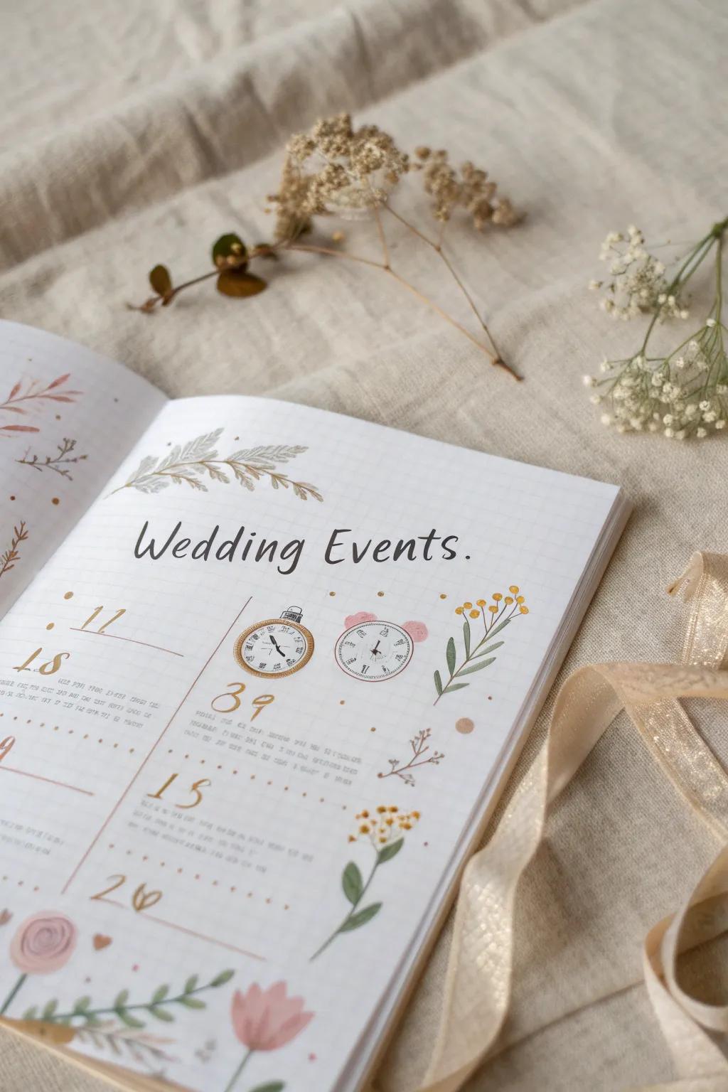 Capture your special day through a exquisitely minimalistic wedding chronology scrapbook page.