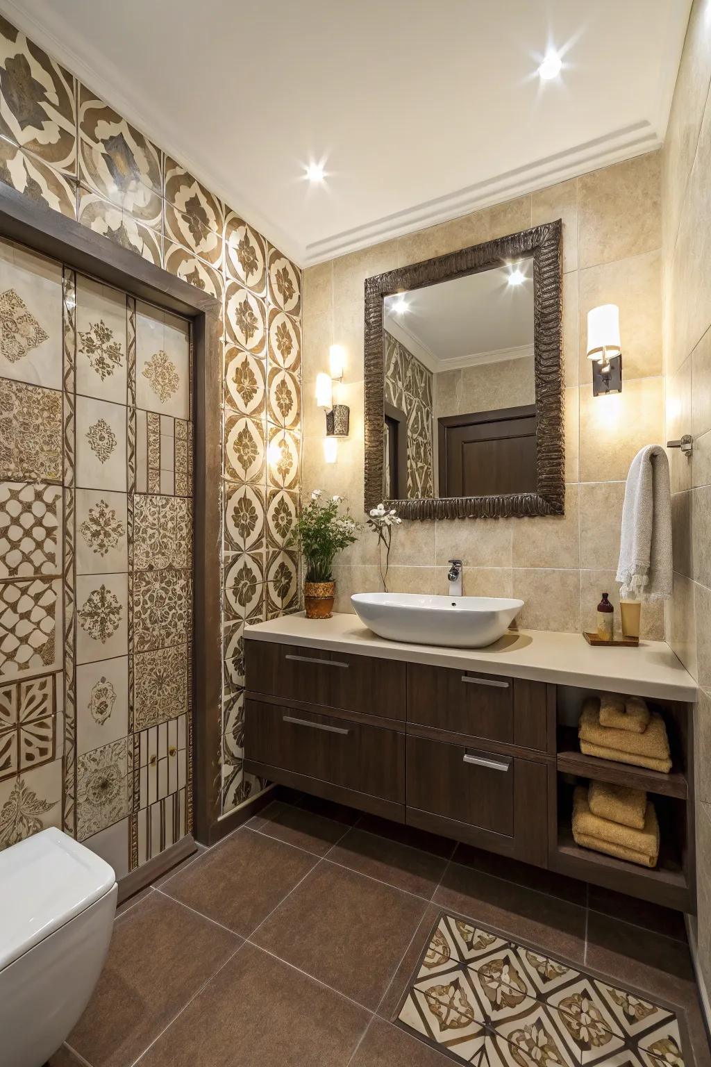 Creative flair through patterned tiles.