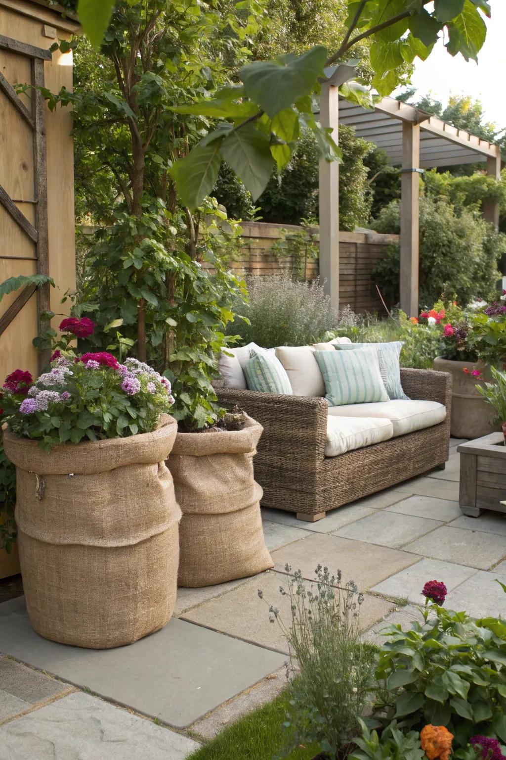 Hessian enhances the natural beauty of outdoor spaces.