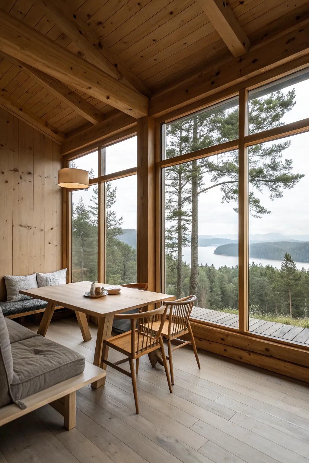 The minimalist design lets nature shine and creates a calm atmosphere.