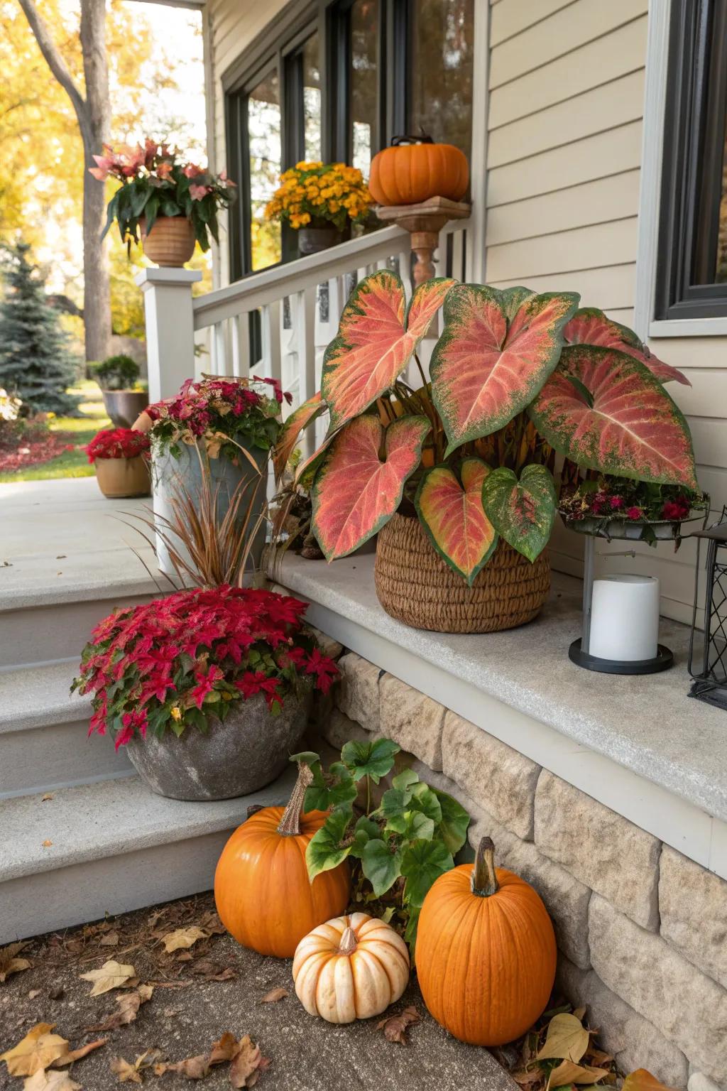 Seasonal accents maintain kaleidoscope plant displays invigorated and timely.