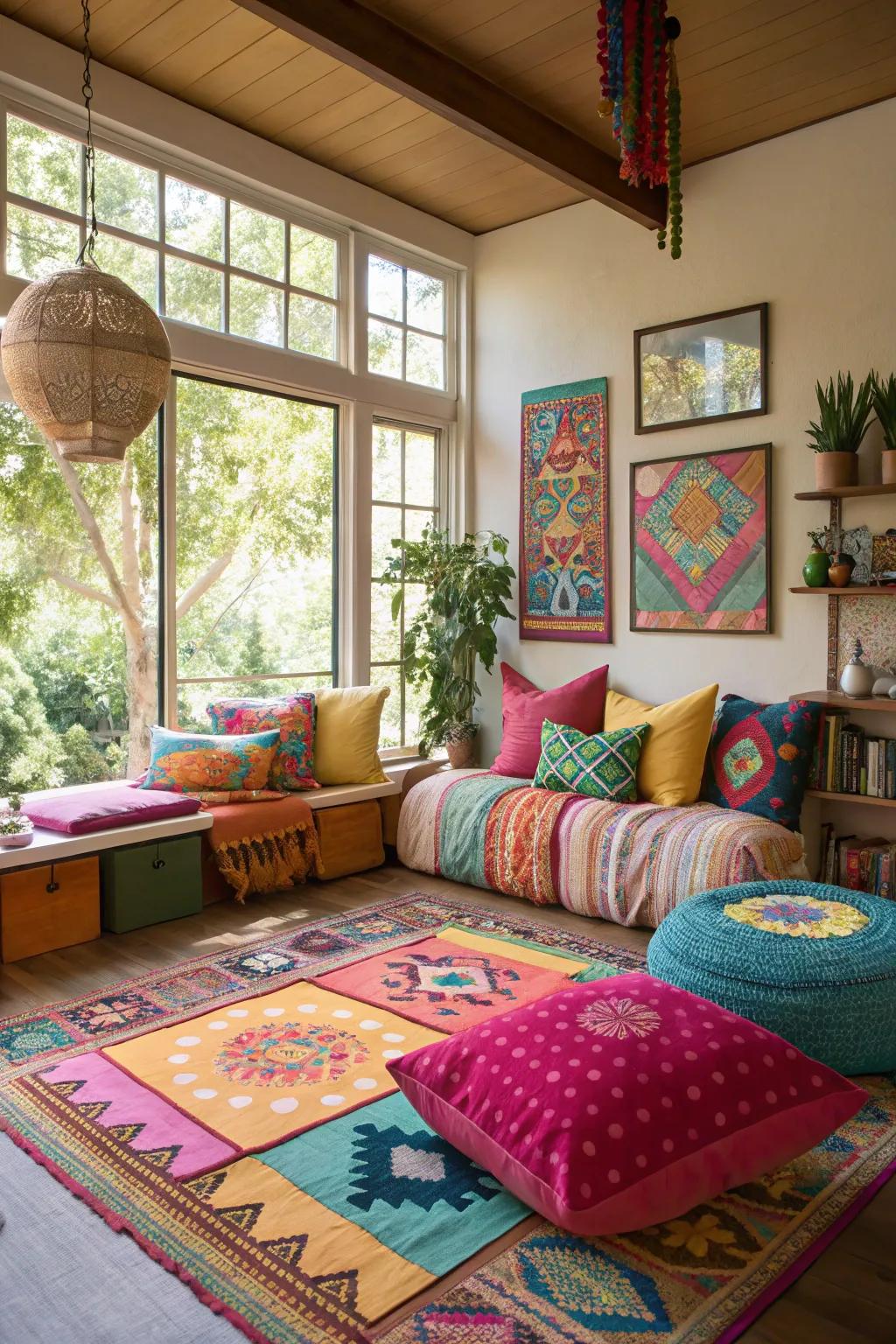 Bursts of color brighten the mood in a California room.