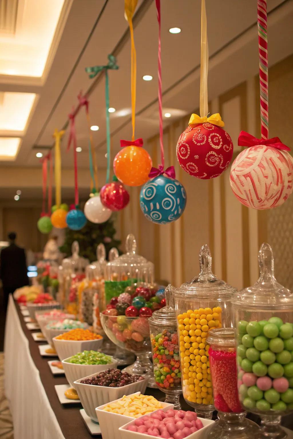 Employing vertical space fashions a whimsical and dynamic display.