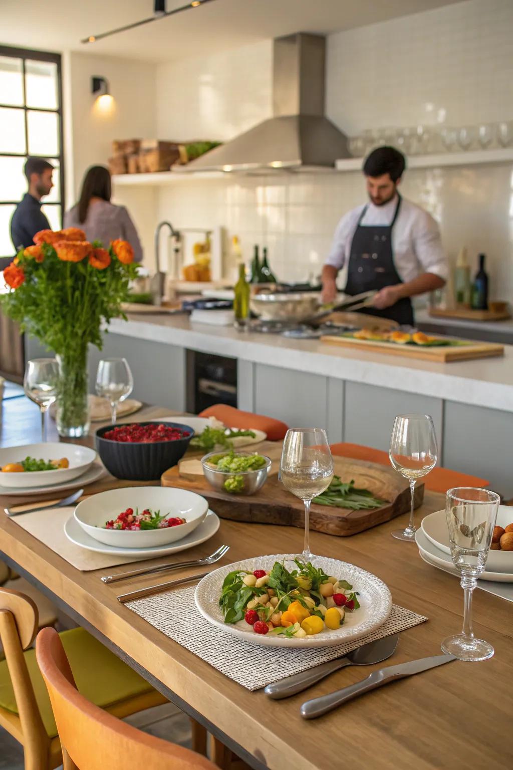 A chef's table enhancing social dining experiences.