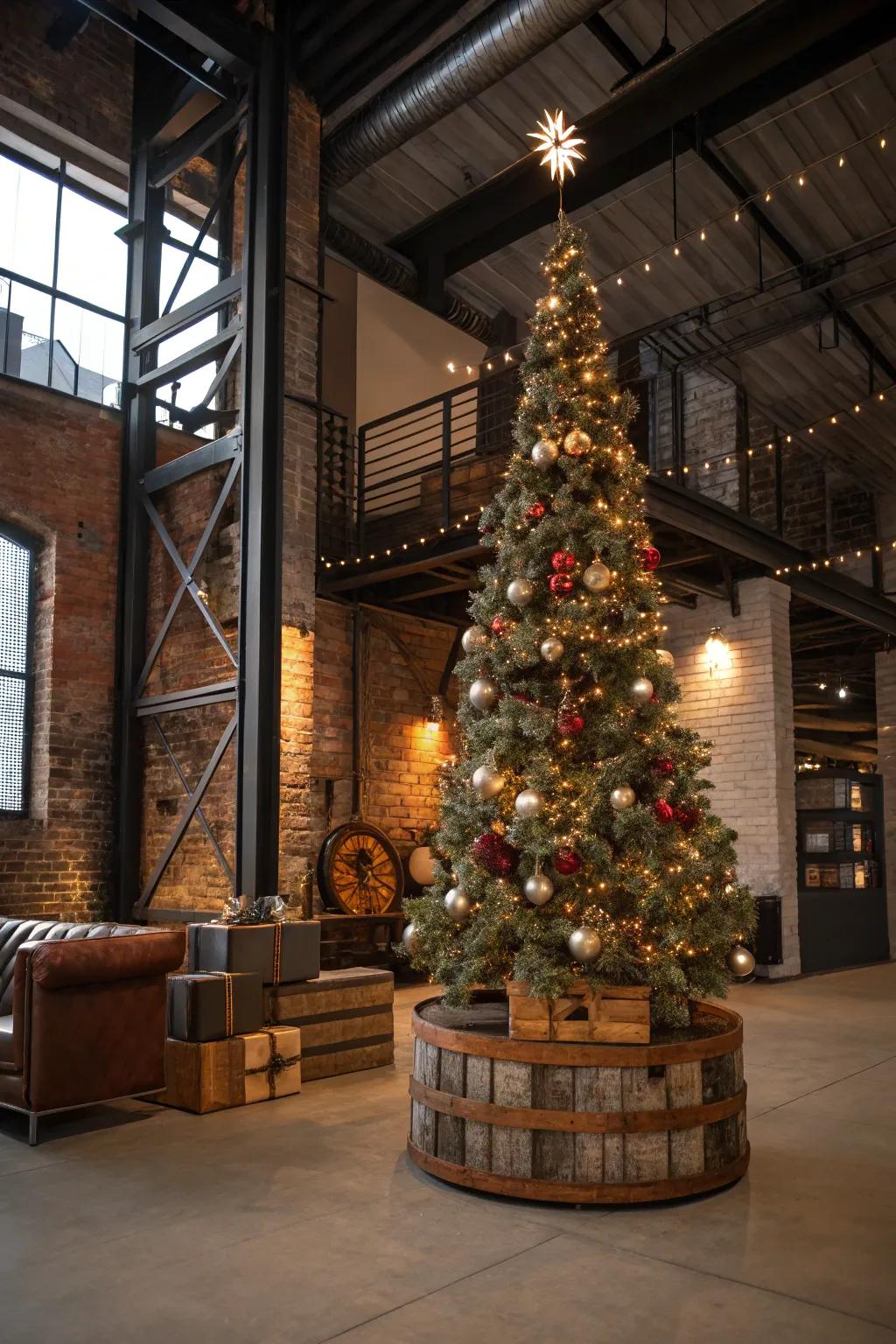 An industrial fringe theme endows your tree with a singular urban chic.