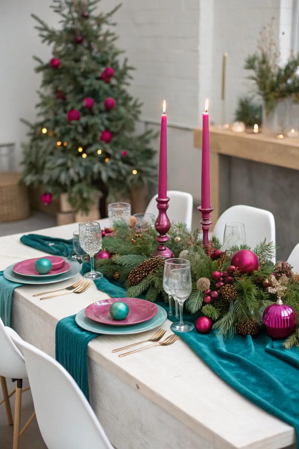 Unforeseen colors add a modern flair to the decor.