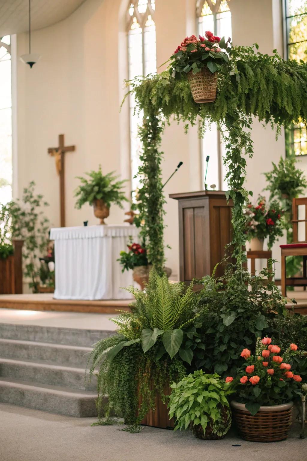Greenery adds life and vibrancy to your platform arrangement.