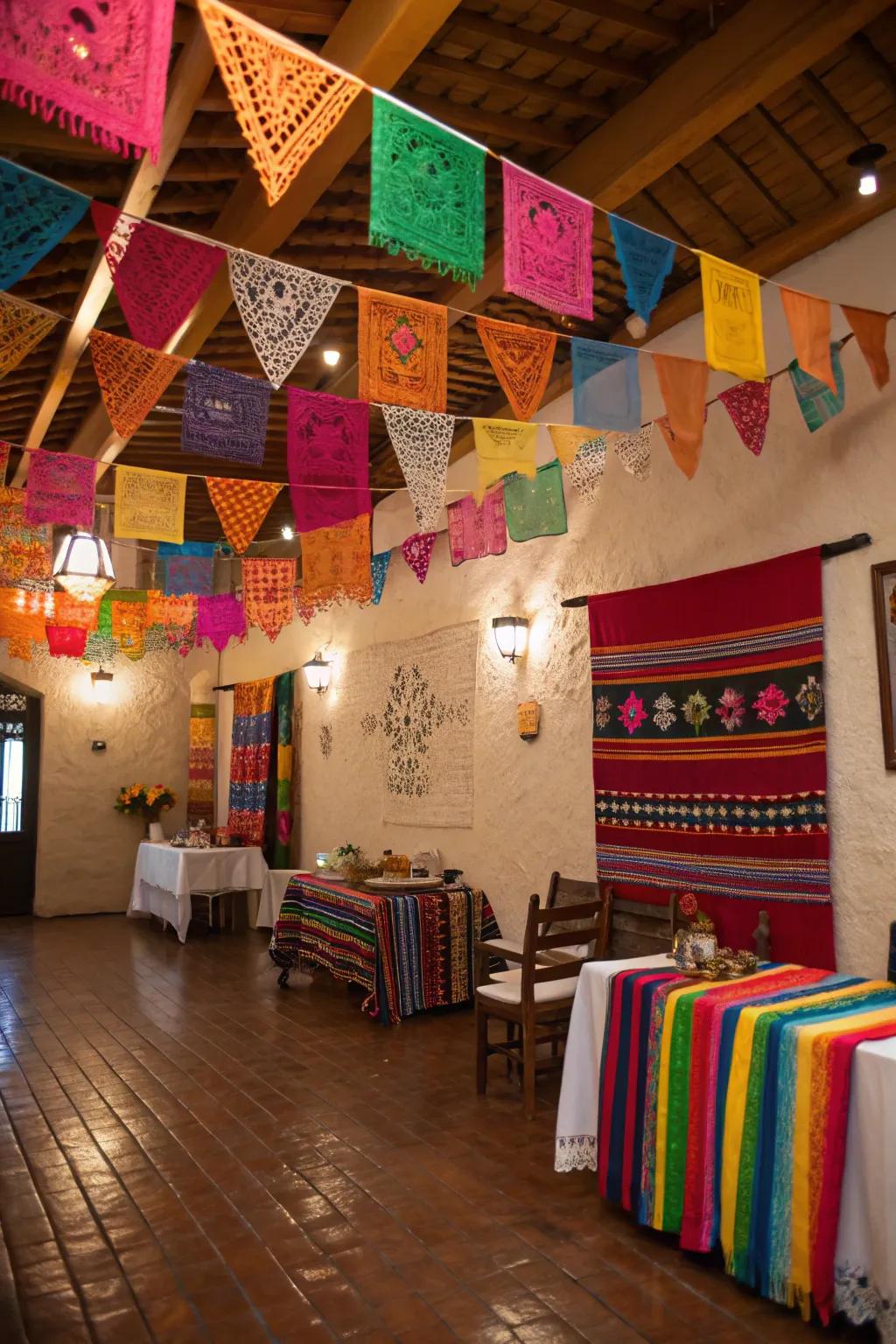 Classic Mexican weavings introduce warmth and authenticity to the decor.