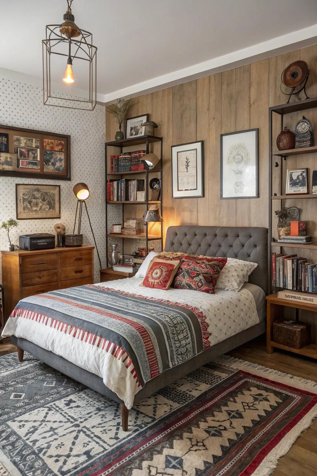 Eclectic style elements personalize and energize the room.
