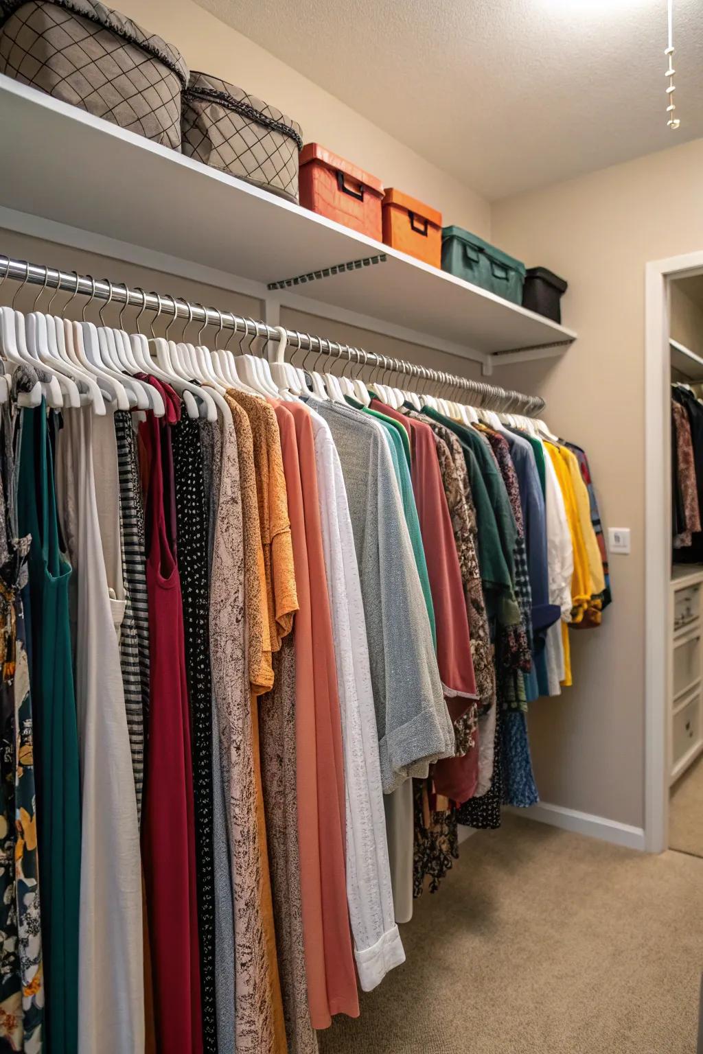 Optimize hanging space by using adjustable rods.
