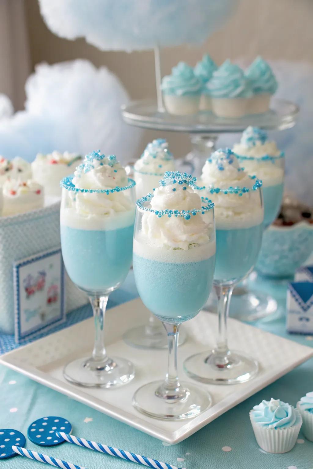 Cumulus-themed beverages present a whimsical and refreshing treat for attendees.