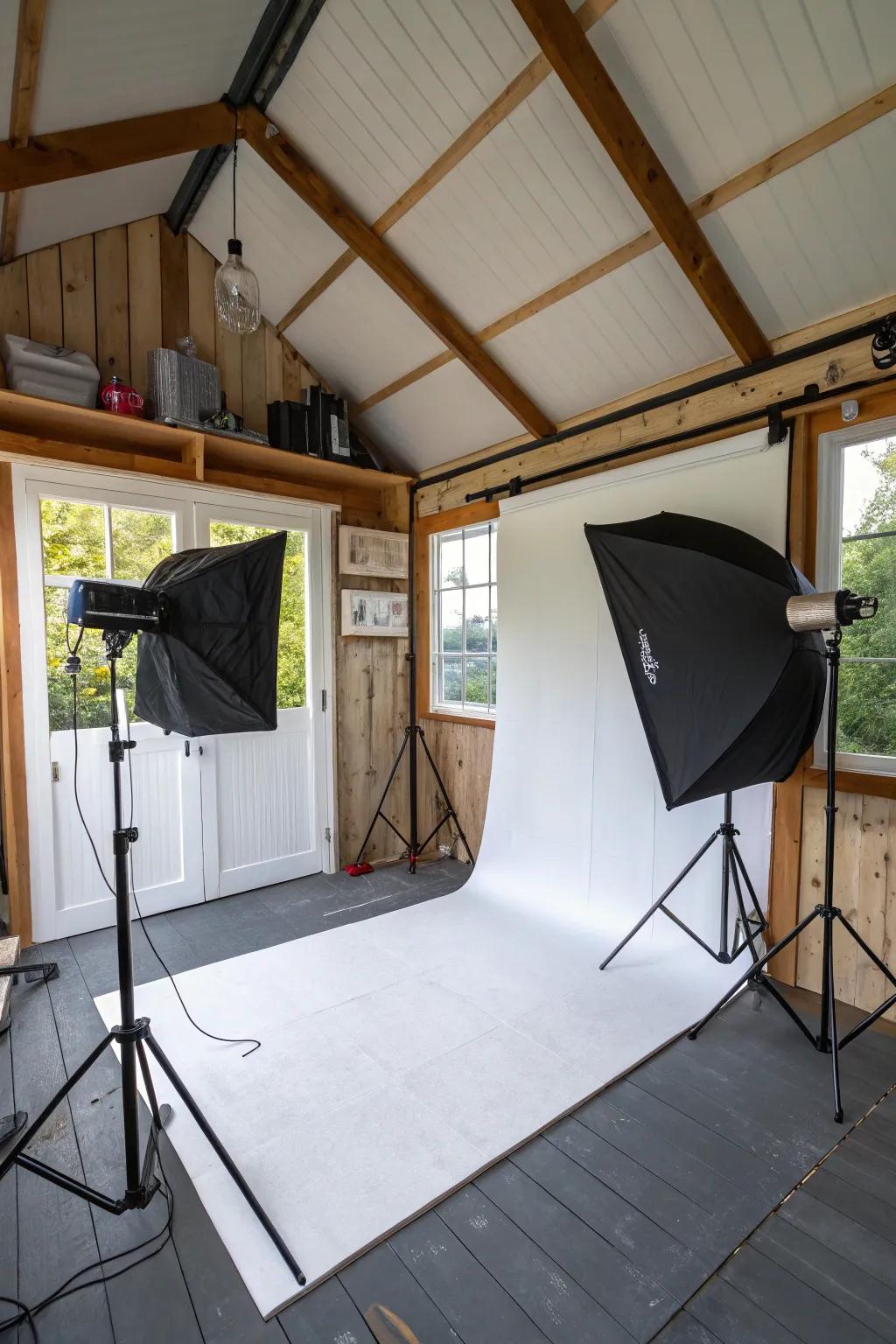 Take amazing photos in a shed-crafted picture studio.