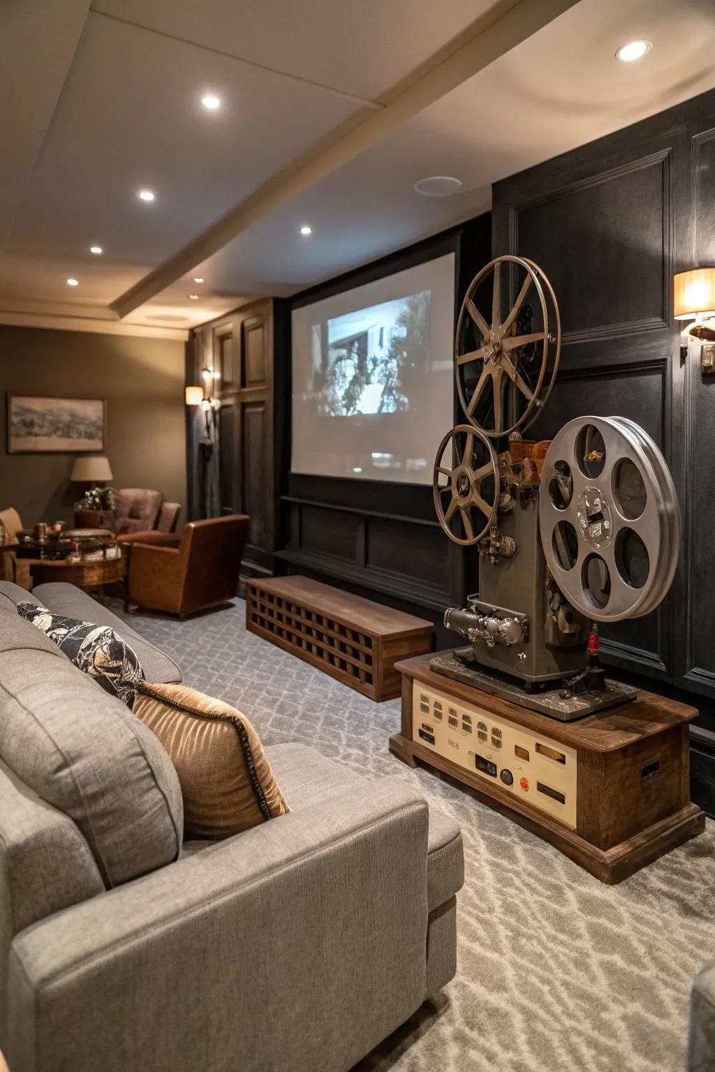 Vintage accents like film reels add nostalgic charm.