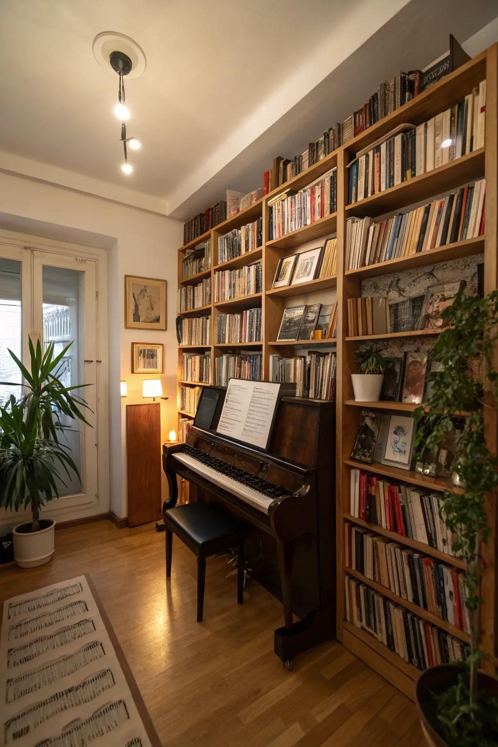Vertical storage saves floor space.